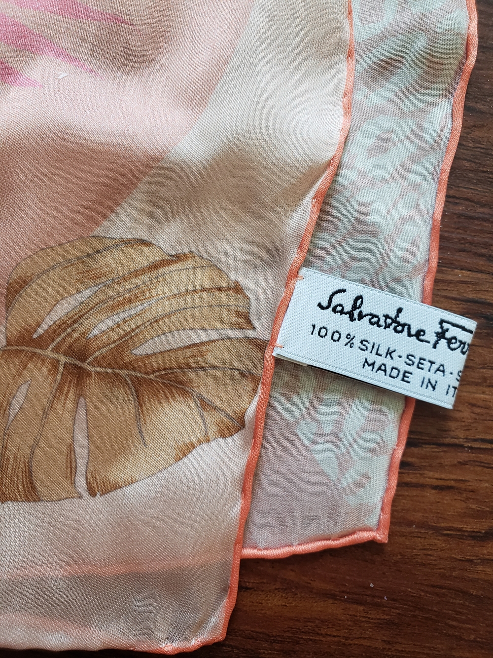 Salvatore Ferragamo 100% Silk Scarf Quiet Luxury Floral Leopard 16x60 In - Picture 3 of 7